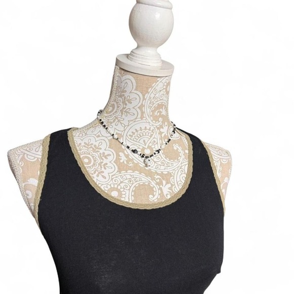 Sparkle Black Basic Tank Top Women's Medium Sleeveless Stretchy Layering Shirt - Picture 3 of 5